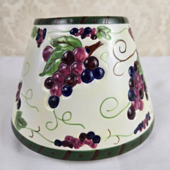 Grape Themed Ceramic Candle Shade/Topper For Use With Jarred Candle - Picture 4 of 8